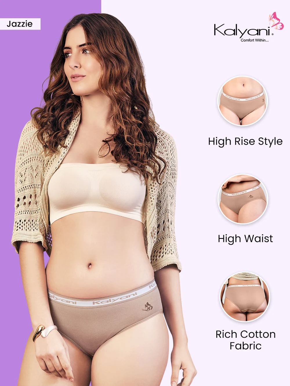 Kalyani Jazzie Ladies  Girls Mid Waist Hipster Underwear  M (85cm) (Colour may Vary)