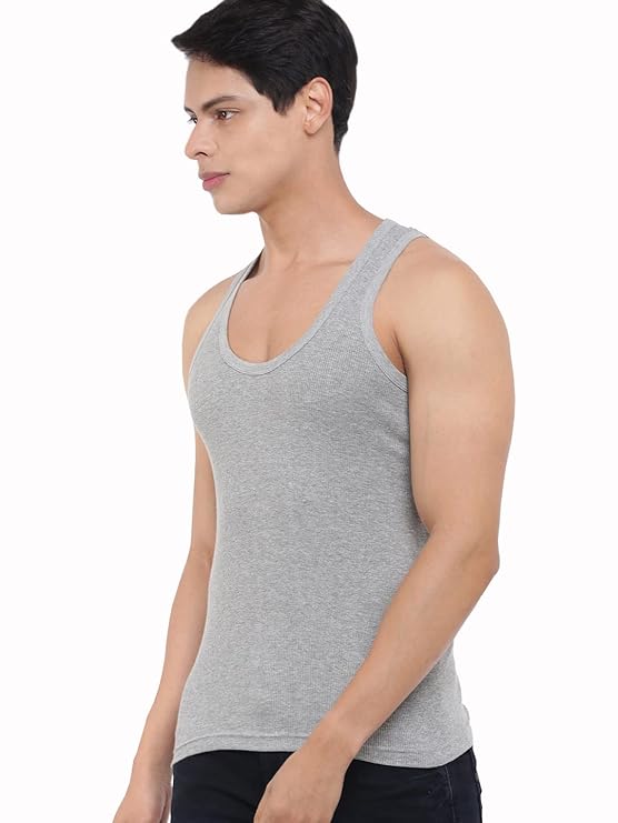 Dollar Bigboss Men's Solid Regular Fit Vest Grey Colour M, L XL