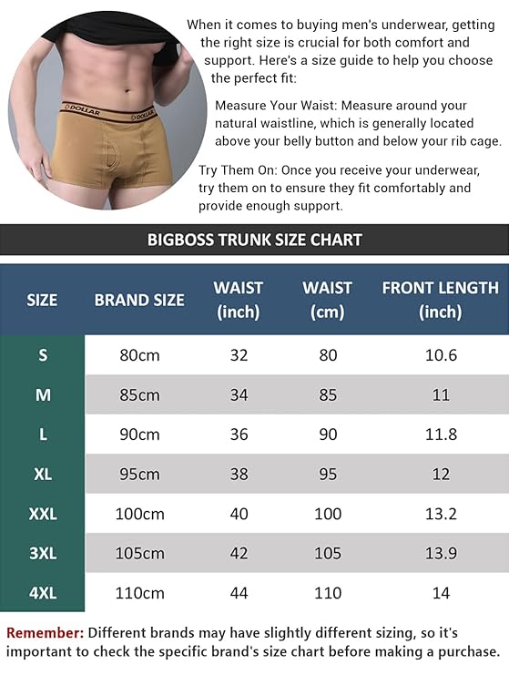 Dollar Bigboss Men's Cotton Modern Regular Solid Trunk Commando Size M to XXL