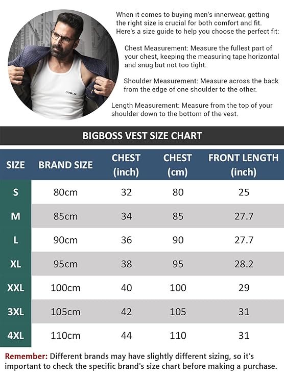 Dollar Bigboss Men's Solid Vest (All Sizes from 80 cm to 100 cm)
