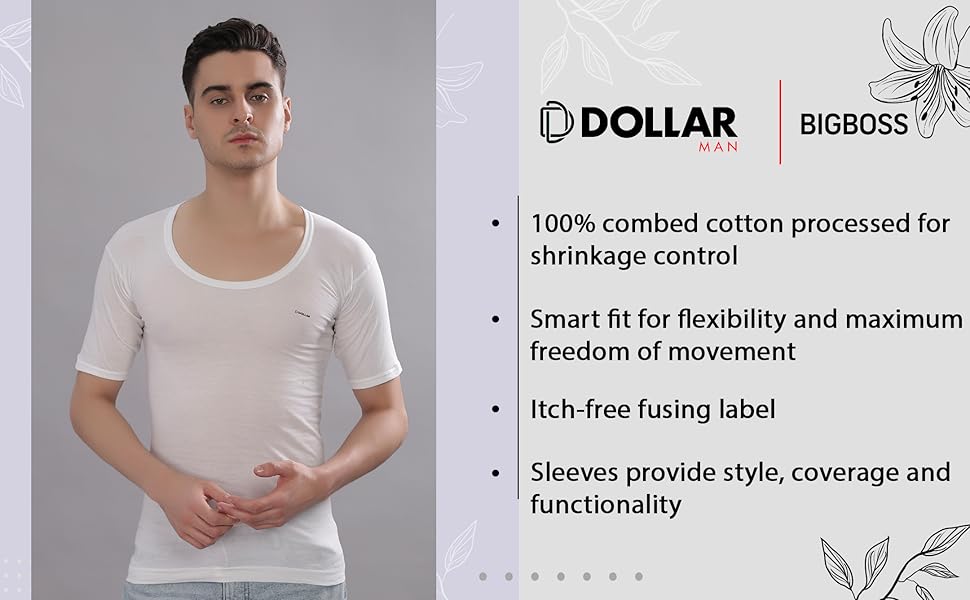 Dollar Bigboss Men's Solid Vest (All Sizes from 80 cm to 100 cm)
