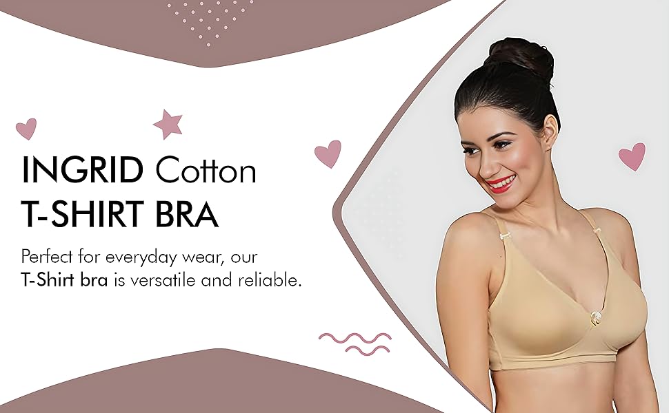 Ingrid  Women Cotton Non-Padded Non-Wired T-shirt Bra  Size 105cm