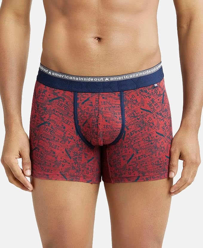 Jockey US63 Men's Super Combed Cotton Elastane Stretch Printed Trunk with Ultrasoft Waistband - XL size 100-105cm (Pack of 1 Prints May Vary)