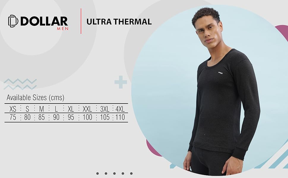 Dollar Ultra Super Soft Cotton Full Sleeve Round Neck Thermal Top  for Men | Winter Inner Wear | Men's Regular Fit Cotton Rich Brushed Fabric Thermal Upper for winters Size M to XXL