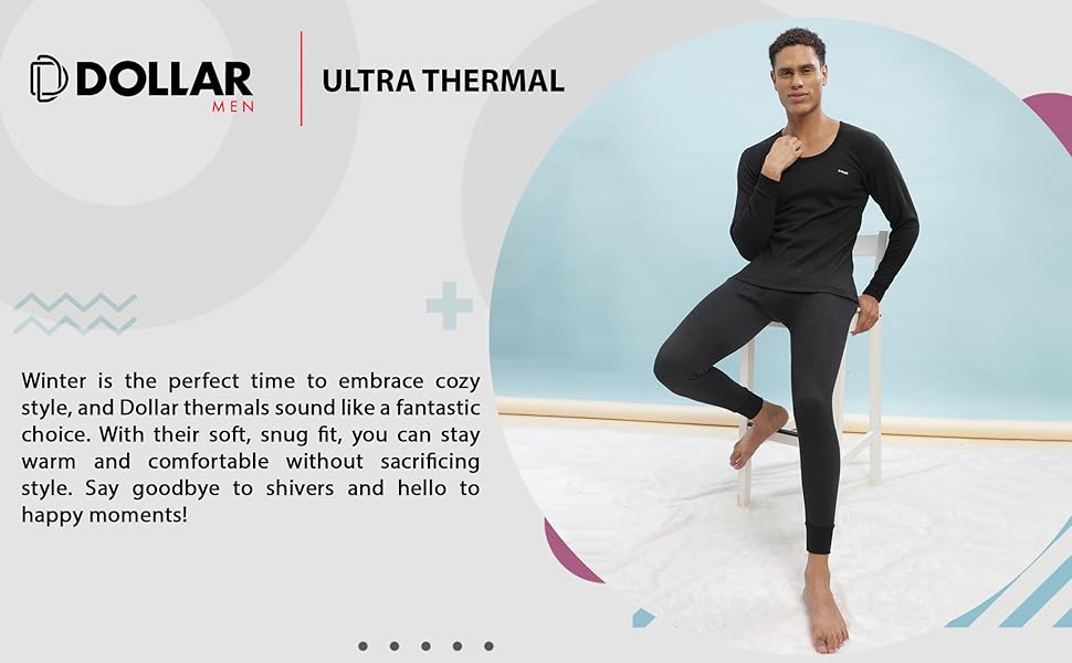 Dollar Ultra Super Soft Cotton Full Sleeve Round Neck Thermal Top  for Men | Winter Inner Wear | Men's Regular Fit Cotton Rich Brushed Fabric Thermal Upper for winters Size M to XXL