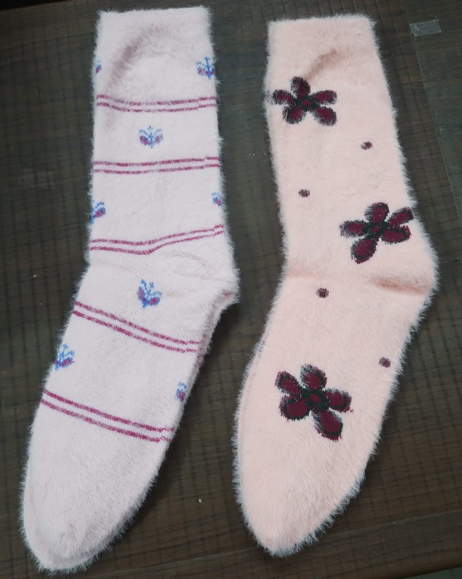 Winter Socks – Soft Fleece Floral Design for Girls & ladies