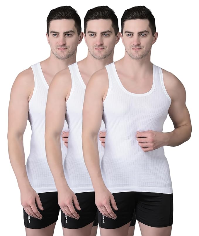 Dollar Hutch White Vest for Men | 100% Cotton Comfortable Innerwear pack of 3