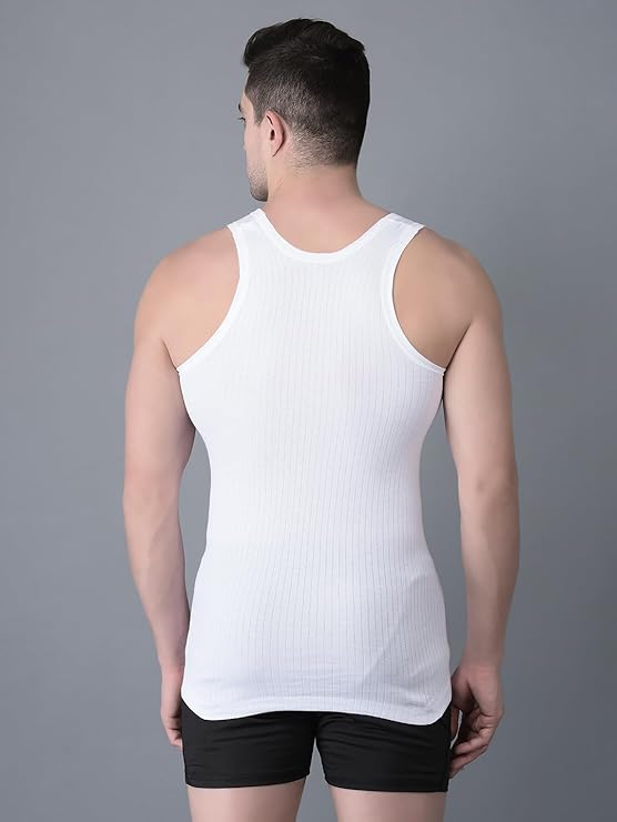 Dollar Hutch White Vest for Men | 100% Cotton Comfortable Innerwear pack of 3