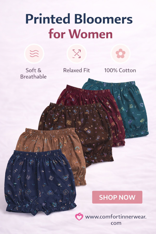 Girls Cotton Bloomers Pack of 5 | Soft & Breathable Kids Underwear | Elastic Waist | Daily Wear Bloomer Shorts for Girls (1–6 Years)