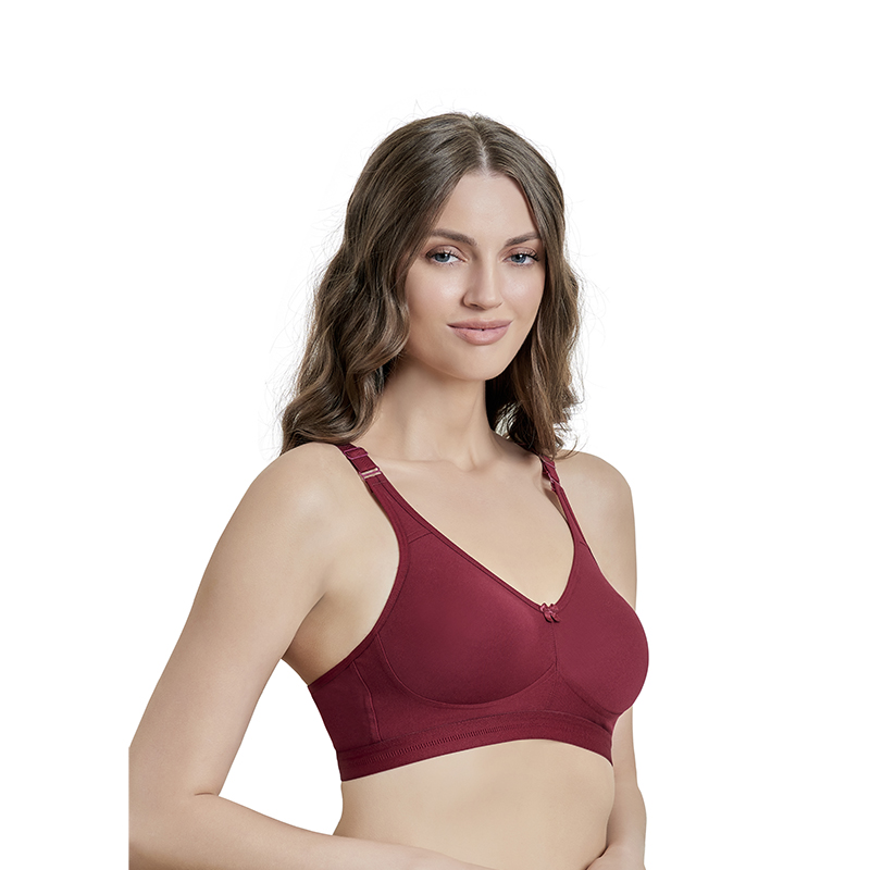 Maroon T-Shirt Bra for Women Lightly Padded Seamless Everyday Comfort Bra