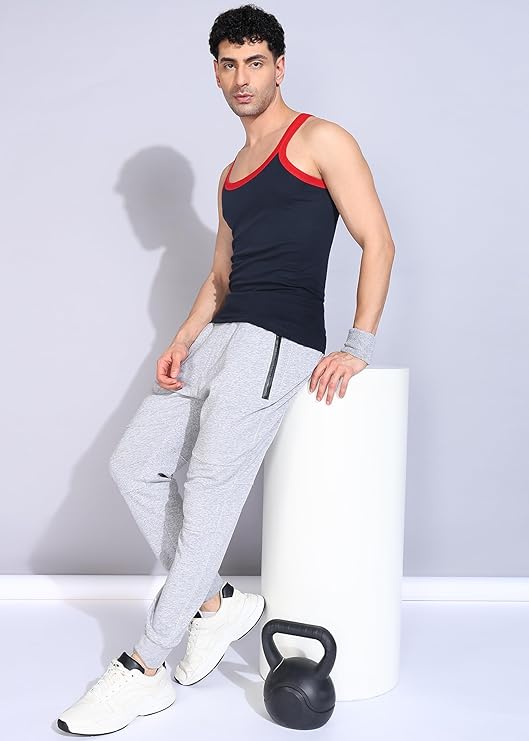 Dollar Bigboss Men's Assorted Solid Combed Cotton Racerback Styled Gym Vest (Colour May Vary) size M to XXL