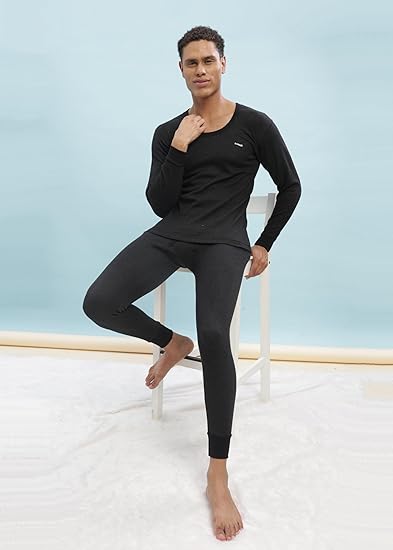 Dollar Ultra Super Soft Cotton Full Sleeve Round Neck Thermal Top & Bottom Set for Men | Winter Inner Wear Set | Men's Regular Fit Cotton Rich Brushed Fabric Thermal Top & Bottom Set for winters Size M to XXL