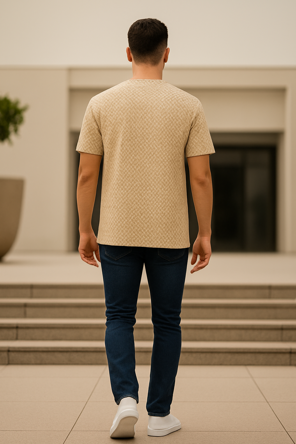 Restrive Brown Zig Zag Stripe T-Shirt | Cotton Blend Lycra Tee