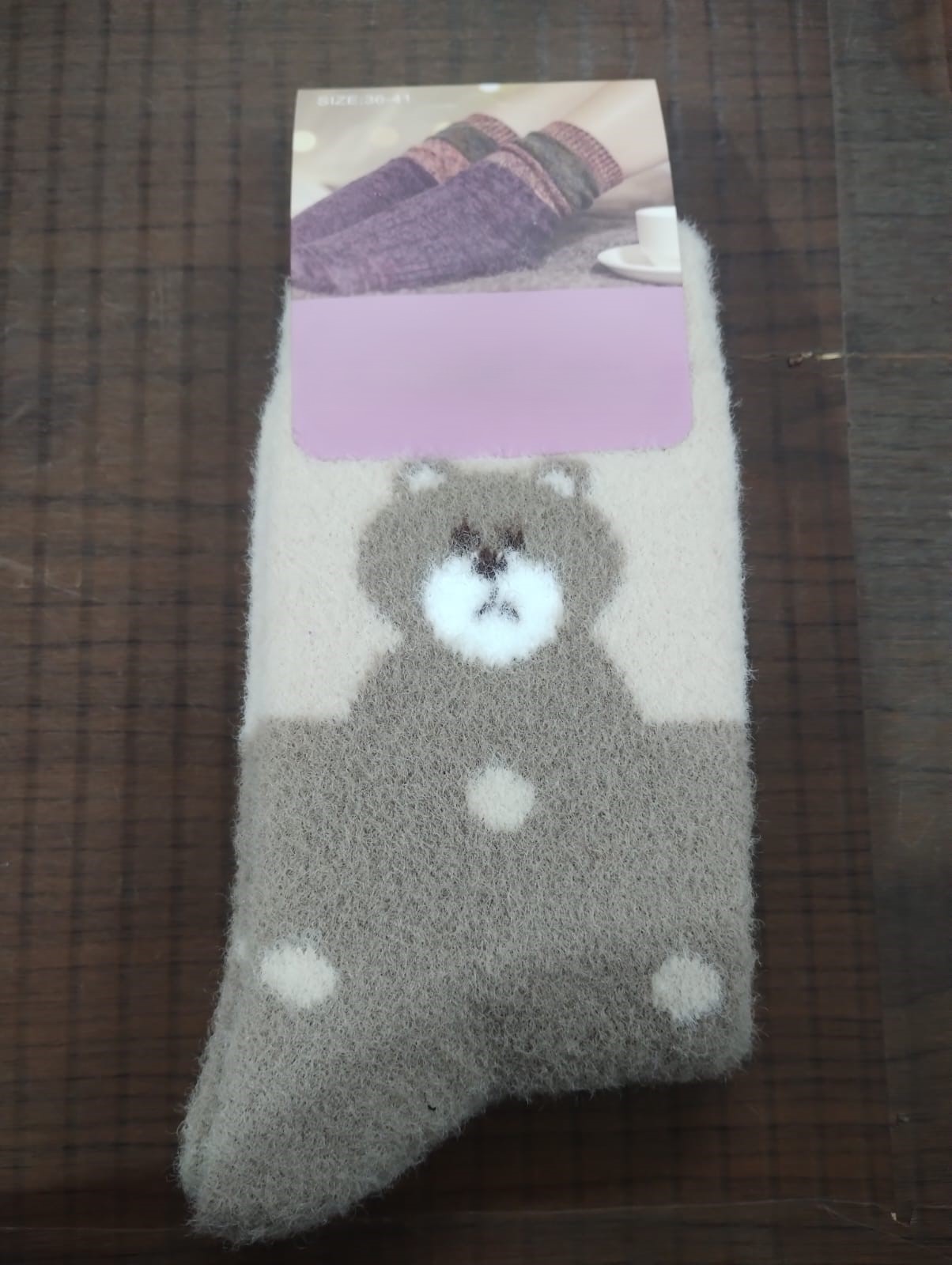 Ladies Winter Socks – Soft Fleece Cute Bear Design