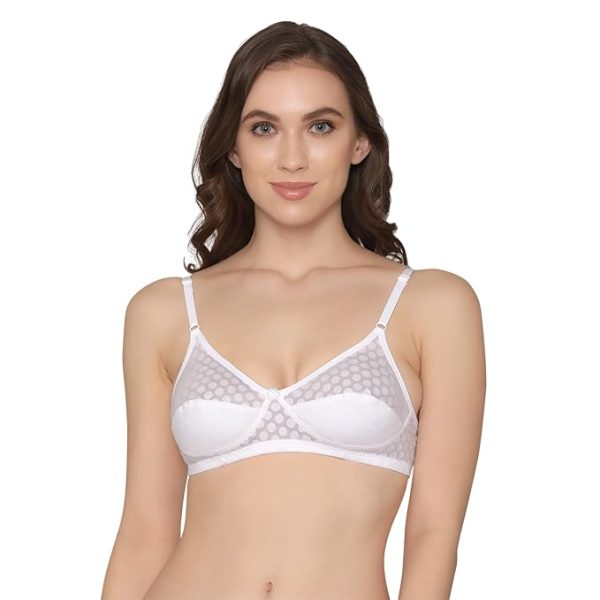 Kalyani Moon Wirefree Printed Cotton Polka Dot Bra - White