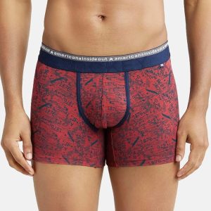 Jockey US63 Men's Super Combed Cotton Elastane Stretch Printed Trunk with Ultrasoft Waistband