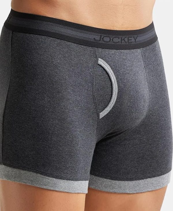 Jockey 1017 Men's Super Combed Cotton Rib Solid Boxer Brief with Stay Fresh Properties